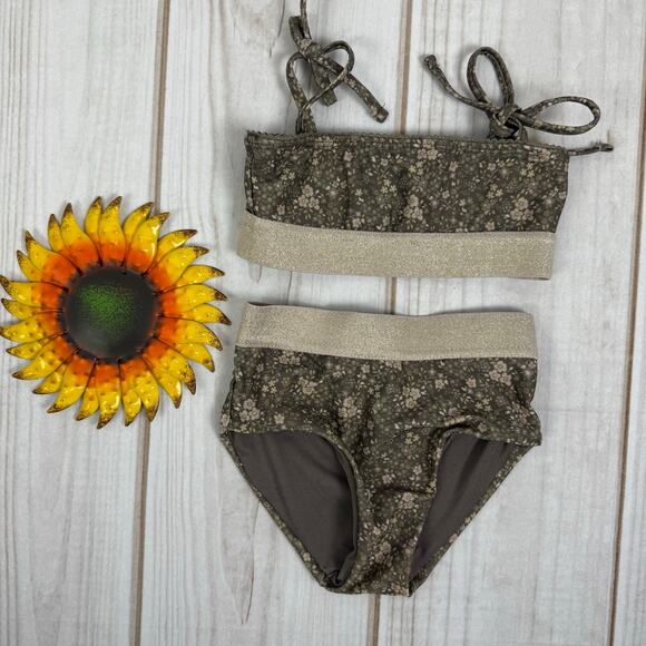 Jamie Kay Sophia Bikini Pansy Floral Dark Kids Size 2Y Recycled Polyester - Picture 2 of 5